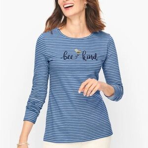 Talbots Bee Kind Striped Blue Top
